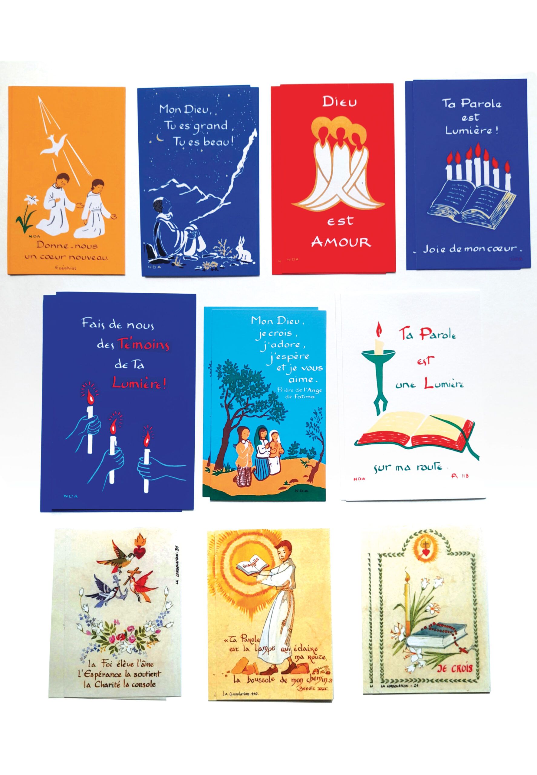 Lot d'images de profession de foi - illustrations de l'abbaye d'argentant et du monastère de la Consolation