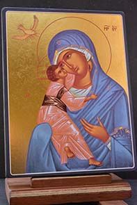 Icône Vierge de tendresse bleue