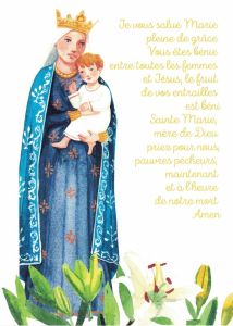 Carte prière « Je vous salue Marie » 13 cm /18 cm