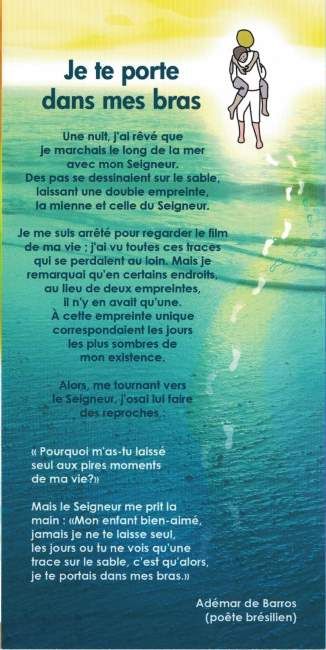 "Je te porte dans mes bras" Texte d'Adémar de Barros