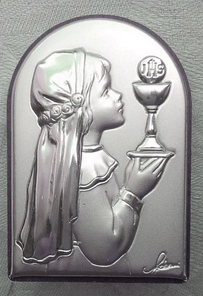 Première Communiante fille en métal argenté