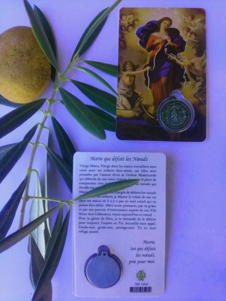 Prière à Marie qui défait les noeuds. Carte médaille