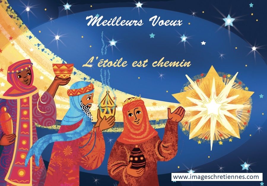 Carte de vœux chrétienne : les rois mages