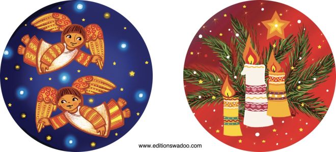 Boule déco pour sapin de noël : les anges de la crèche