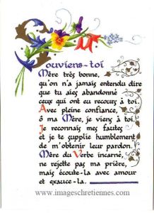 Prière du Souvenez-vous…