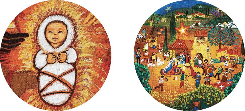 Boule déco pour sapin de noël : créche provencale