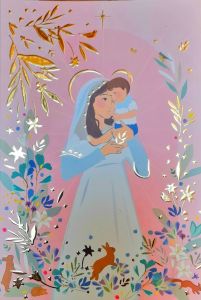 Vierge à l’enfant 2 : Carte de voeux avec dorure