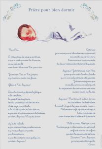 Poster A4 avec la « Prière pour bien dormir »  21cm /30cm