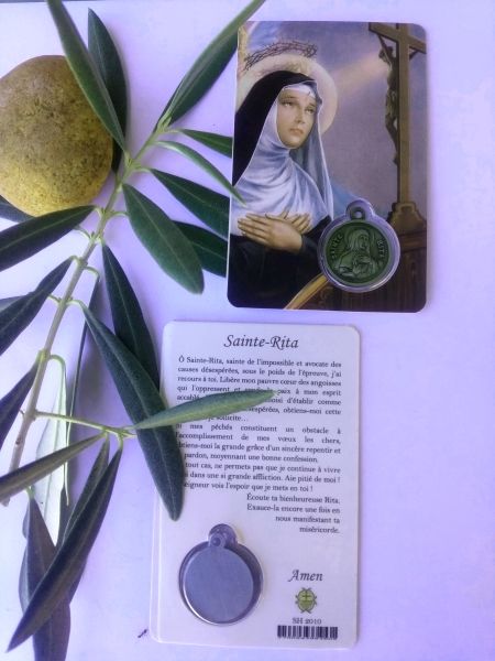 Prière à Sainte Rita : Carte médaille