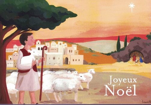 Carte de vœux : le petit berger de Bethléem