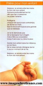 Prière pour mon enfant
