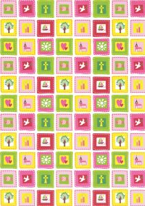 Papier cartonné multimotifs rose