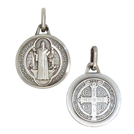 Médaille de Saint Benoit en argent 925 - 15 mm