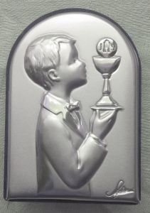 Premier Communiant garçon en métal argenté