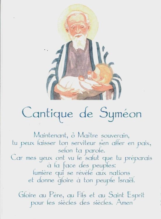 Carte prière cantique de Syméon 13 cm /18 cm