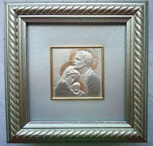 Cadre Sainte Famille en métal argenté