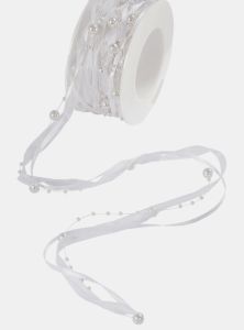 Galon perles et ruban blanc