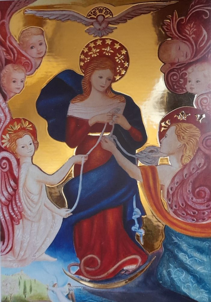 Lot de 5 grandes Images en dorure de Marie qui défait les noeuds 21cm/15cm