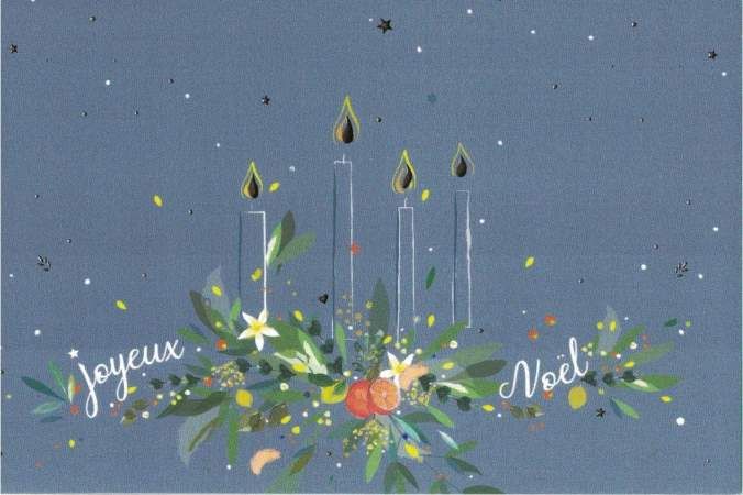 Bougies de Noël Carte Postale avec dorure