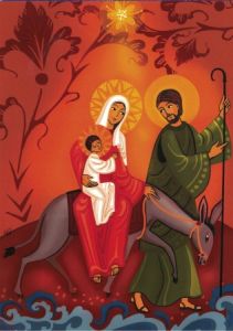 Carte de vœux chrétienne : La fuite en Egypte