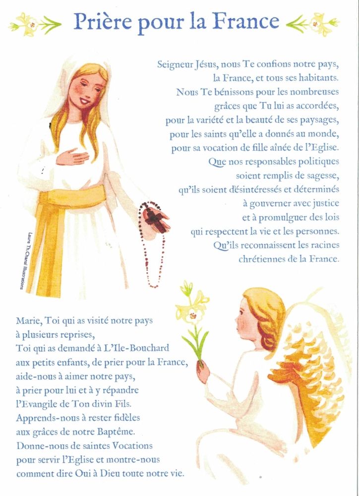 Carte prière pour la France 13 cm /18 cm