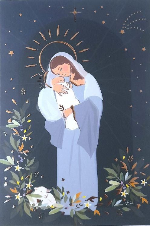 Vierge à l'enfant : Carte de voeux avec dorure