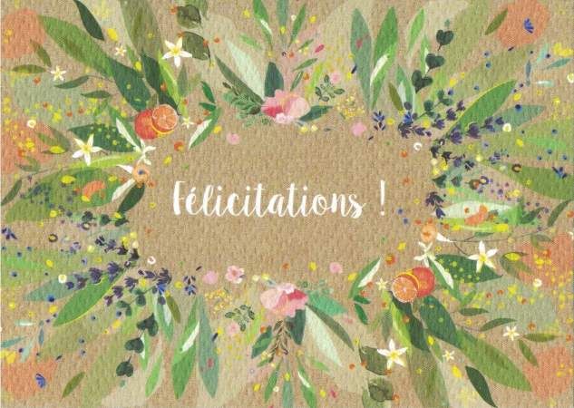 Félicitations couronne de fleurs Carte Postale
