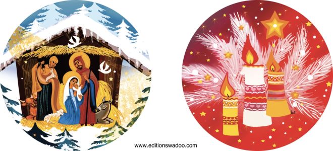 Boule déco pour sapin de noël : La crèche