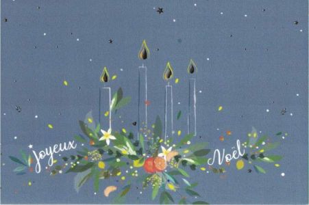 Bougies de Noël Carte Postale avec dorure