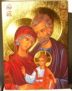 Icône de la Sainte Famille, feuille d’or