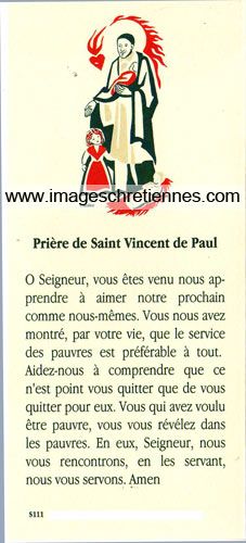 Prière de St Vincent de Paul