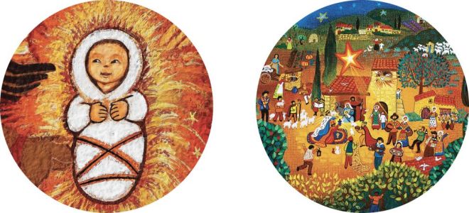 Boule déco pour sapin de noël : créche provencale