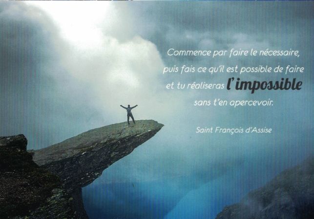 Carte postale pour encourager : citation de St François d'Assise