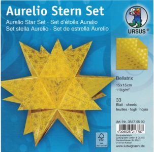 Etoile de Noël jaune et or en origami