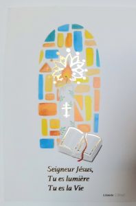 Image de baptême / profession de foi  – cierge allumé et parole