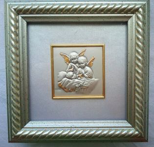 Cadre Anges gardiens en métal argenté