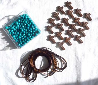 Kit 20 dizainiers perles bois venies bleues