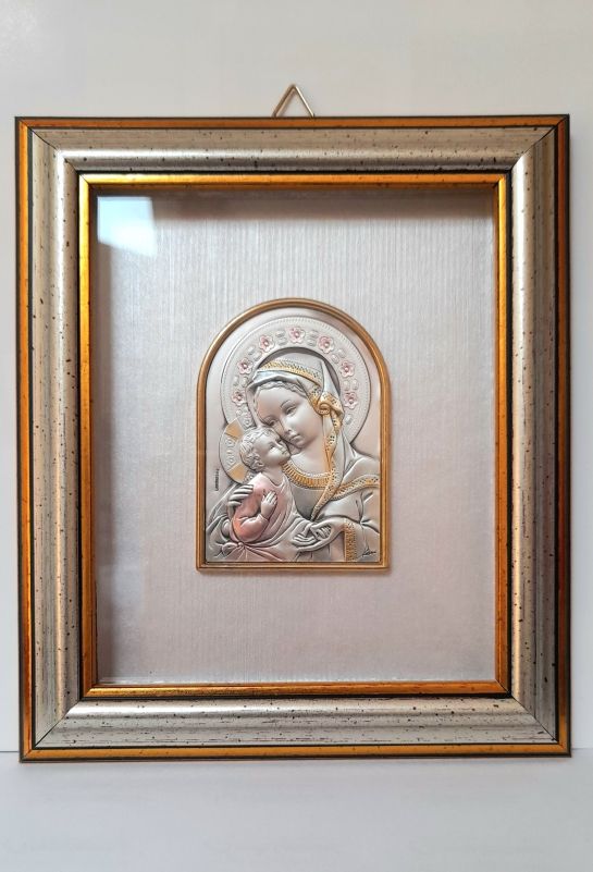 Cadre Vierge de tendresse en métal argenté