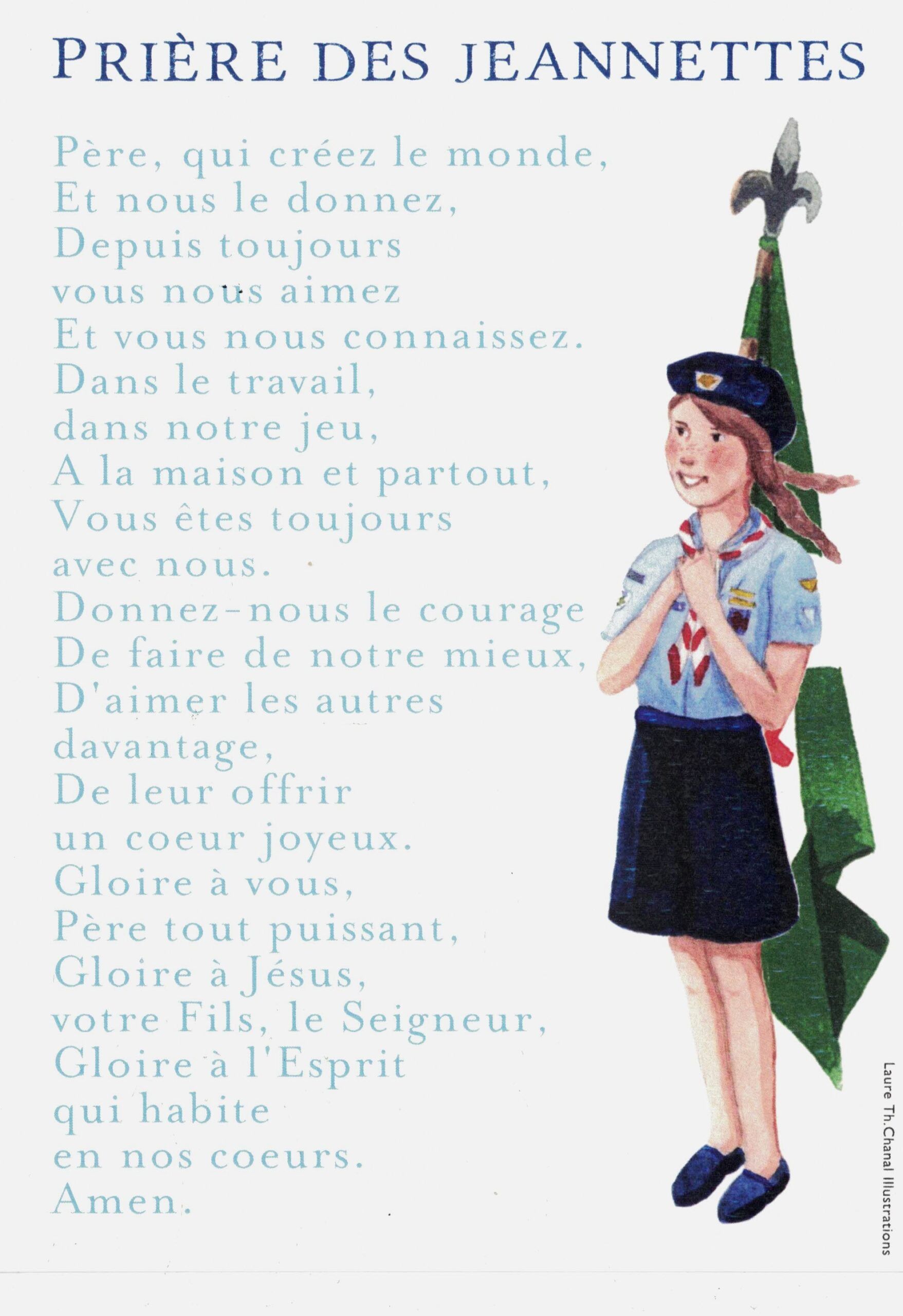 Carte prière des jeannette 13 cm /18 cm