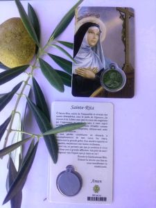 Prière à Sainte Rita : Carte médaille