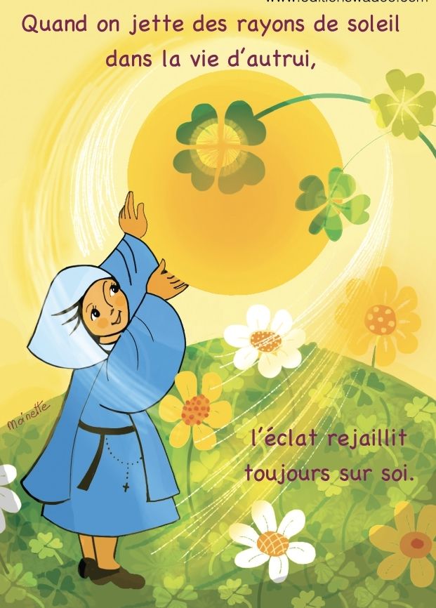 Carte à message de Moinette : Quand on jette des rayons de soleil...