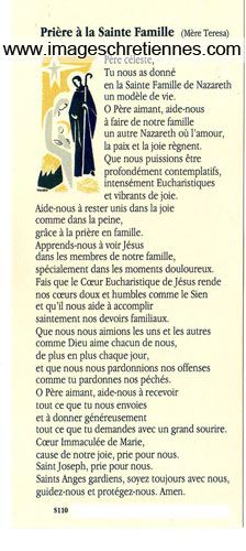 Prière à la Sainte Famille