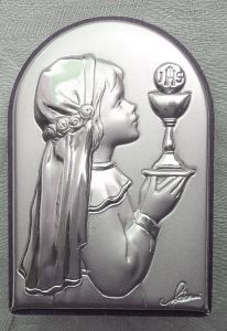 Première Communiante fille en métal argenté