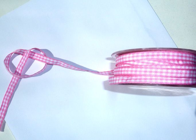 Galon vichy rose par 100 cm