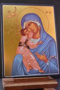 Icône Vierge de tendresse bleue